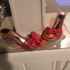 Orange wedge sandal